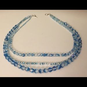 Handmade Blue Czech Crystal Sterling Silver Toggle